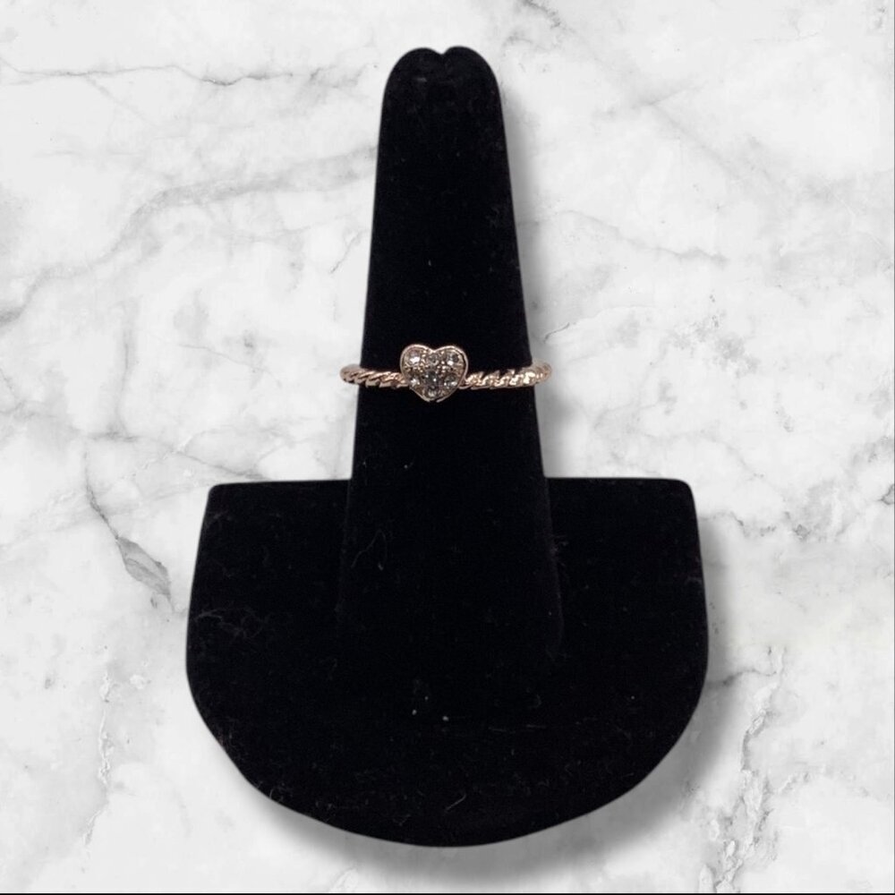 Women's Fashion Rose Gold‎ Heart-Shaped Ring With Crystal Accents Size 7
